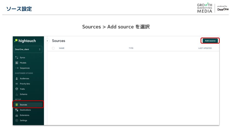 Hightouch：ソース設定1