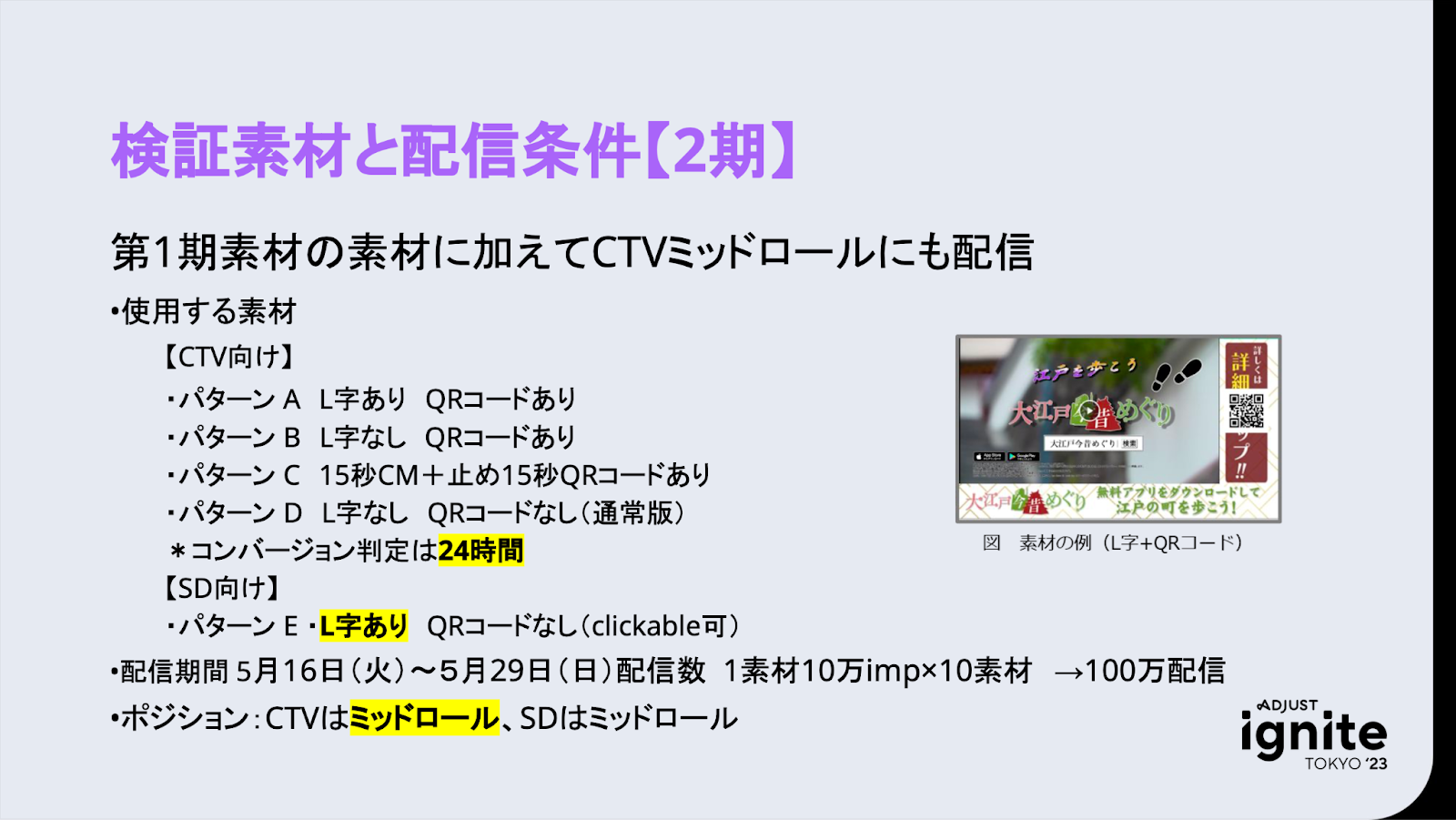検証素材と配信条件【2期】
