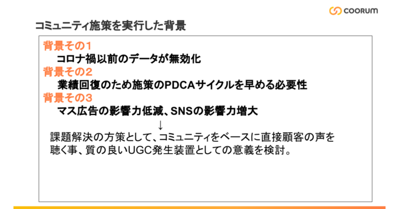 コミュニティ施策を実行した背景