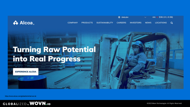 Alcoa社のWebサイト