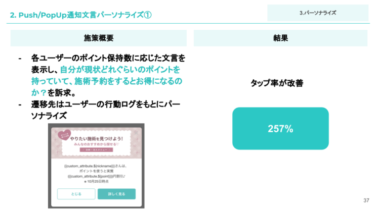 2「Push/PopUp通知文言パーソナライズ」1