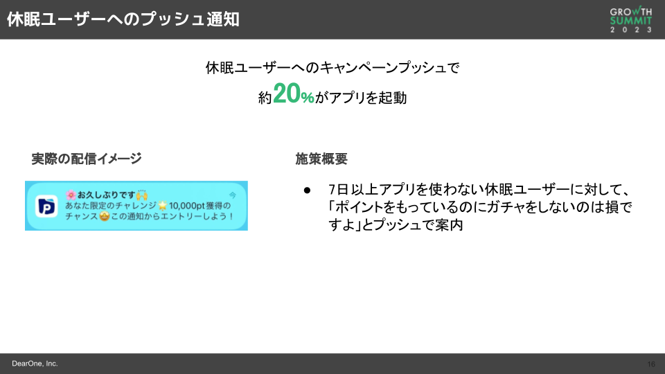 休眠ユーザーへのプッシュ通知
