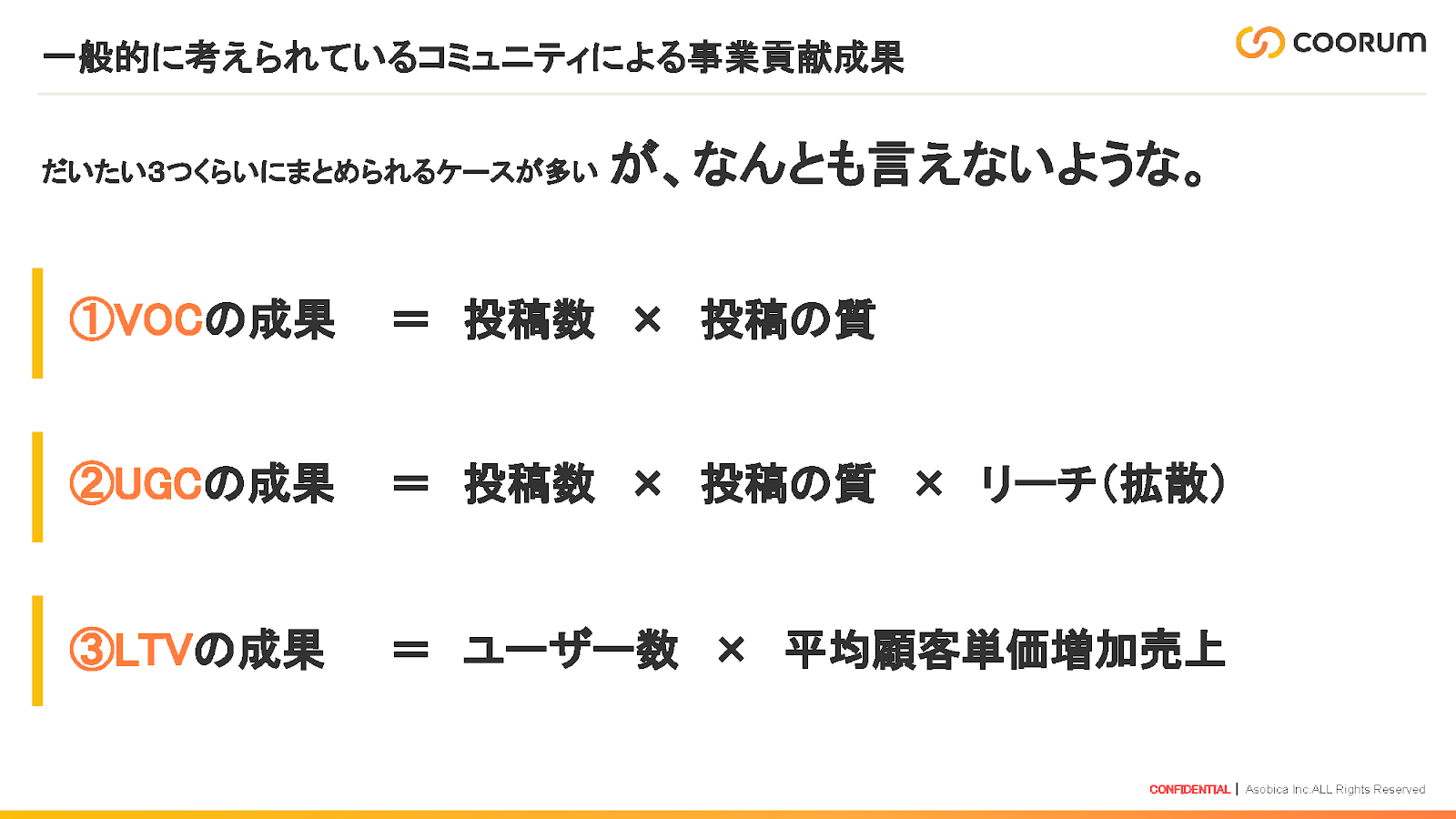 一般的に考えられているコミュニティによる事業貢献成果